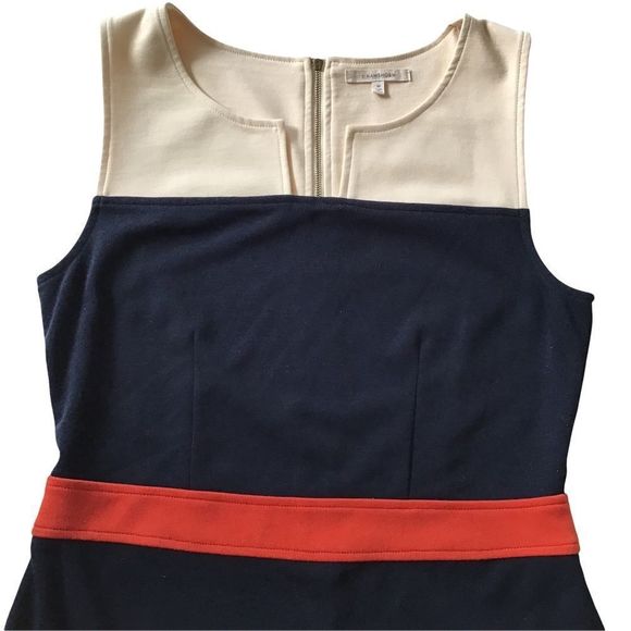 41HAWTHORN Sloan Dress Color Block Blue/Red/Ivory Sleeveless V-Neck Size M - Picture 3 of 5